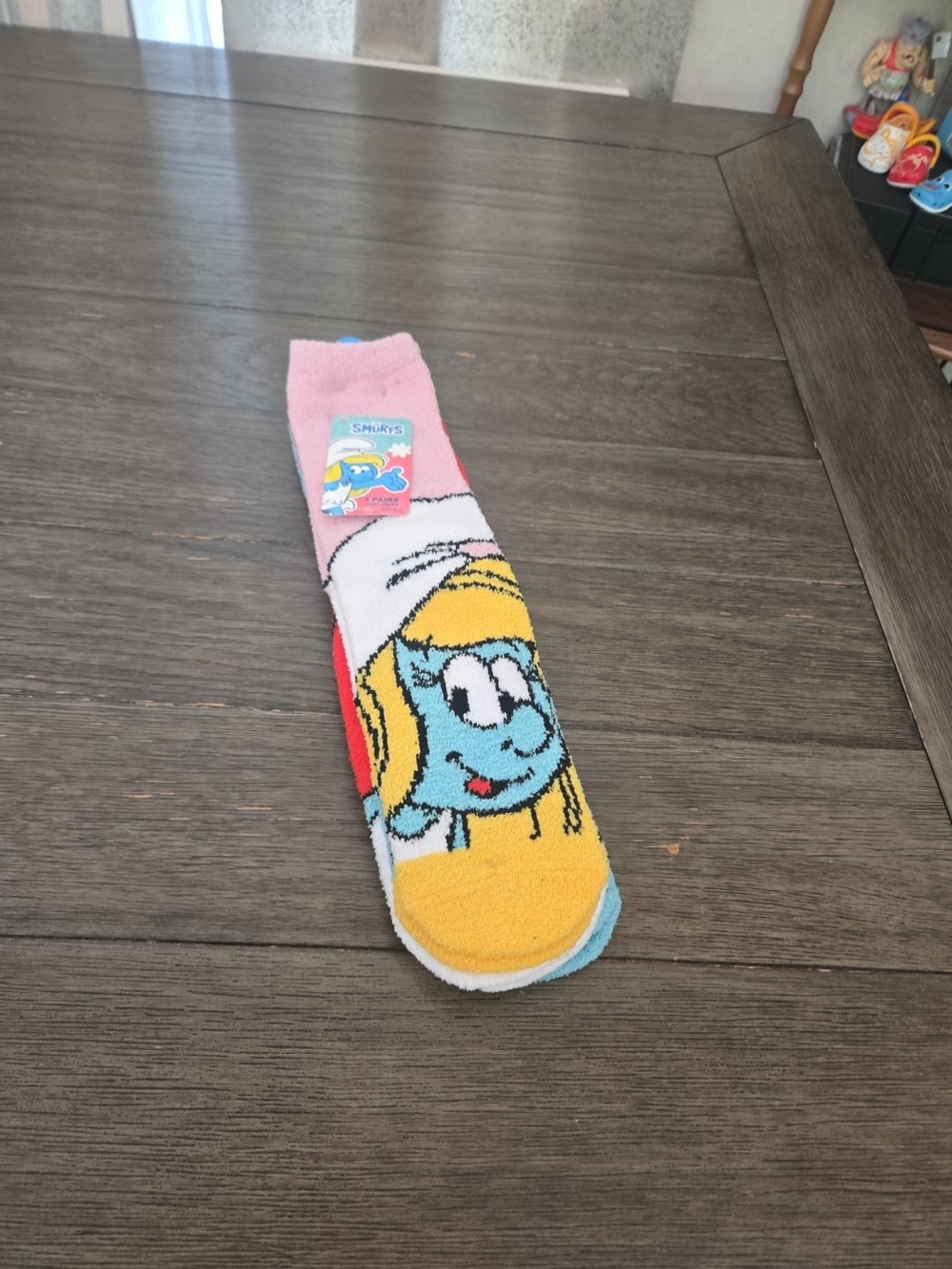New Women Smurfs Smurfette Cozy Fuzzy Socks 3 Pack Warm Crew Slipper Socks NWT